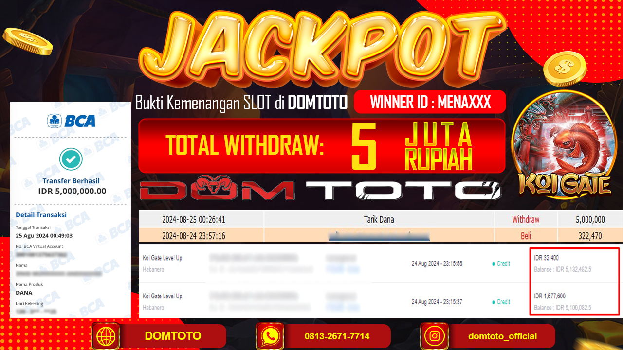 JACKPOT SLOT KOI GATE 25 AGUSTUS 2024